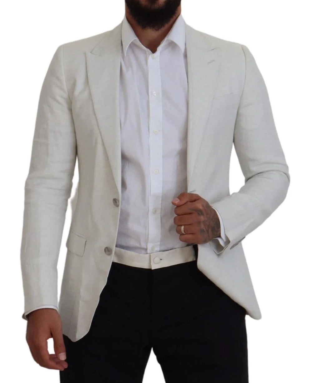 Dolce & Gabbana White Linen Slim Fit Jacket Blazer - IT44 | XS - Sport Jackets