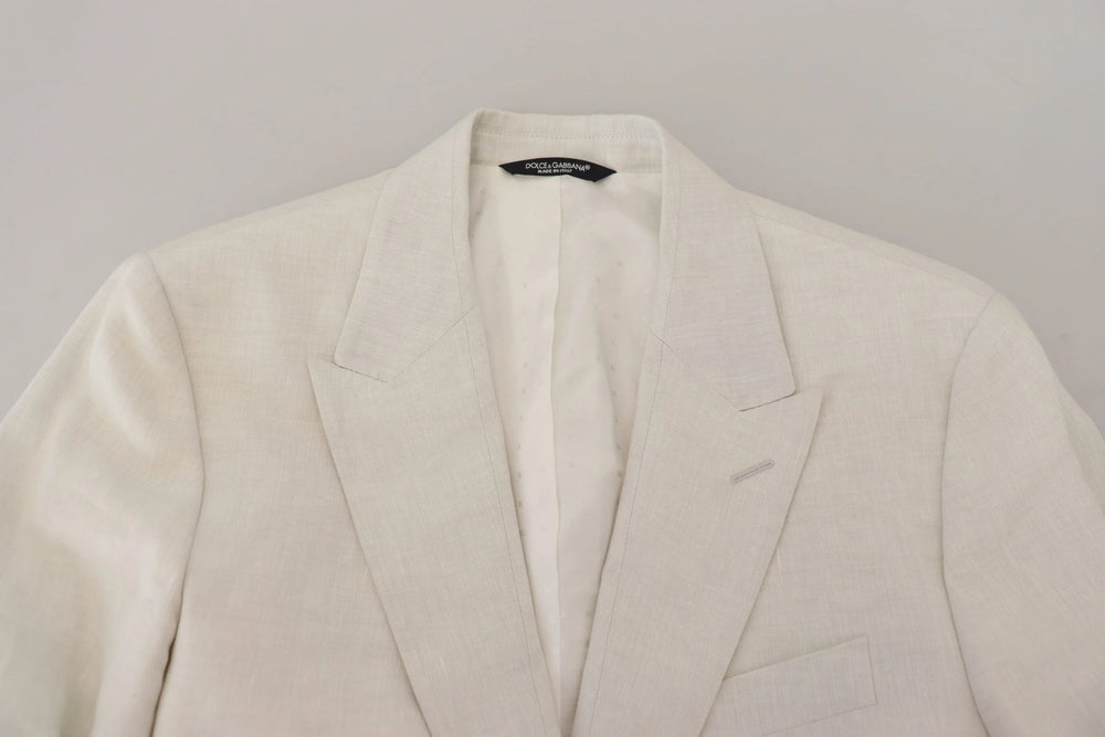 Dolce & Gabbana White Linen Slim Fit Jacket Blazer - IT44 | XS - Sport Jackets