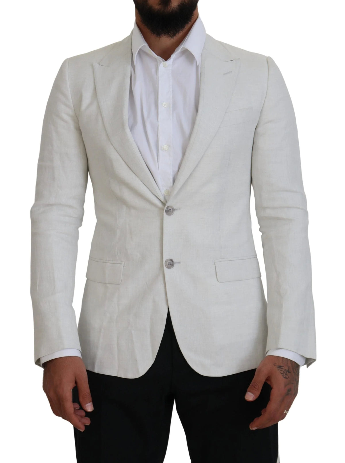 Dolce & Gabbana White Linen Slim Fit Jacket Blazer - IT44 | XS - Sport Jackets