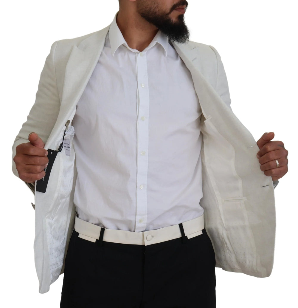 Dolce & Gabbana White Linen Slim Fit Jacket Blazer - IT44 | XS - Sport Jackets