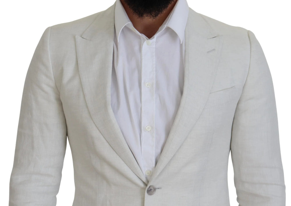 Dolce & Gabbana White Linen Slim Fit Jacket Blazer - IT44 | XS - Sport Jackets
