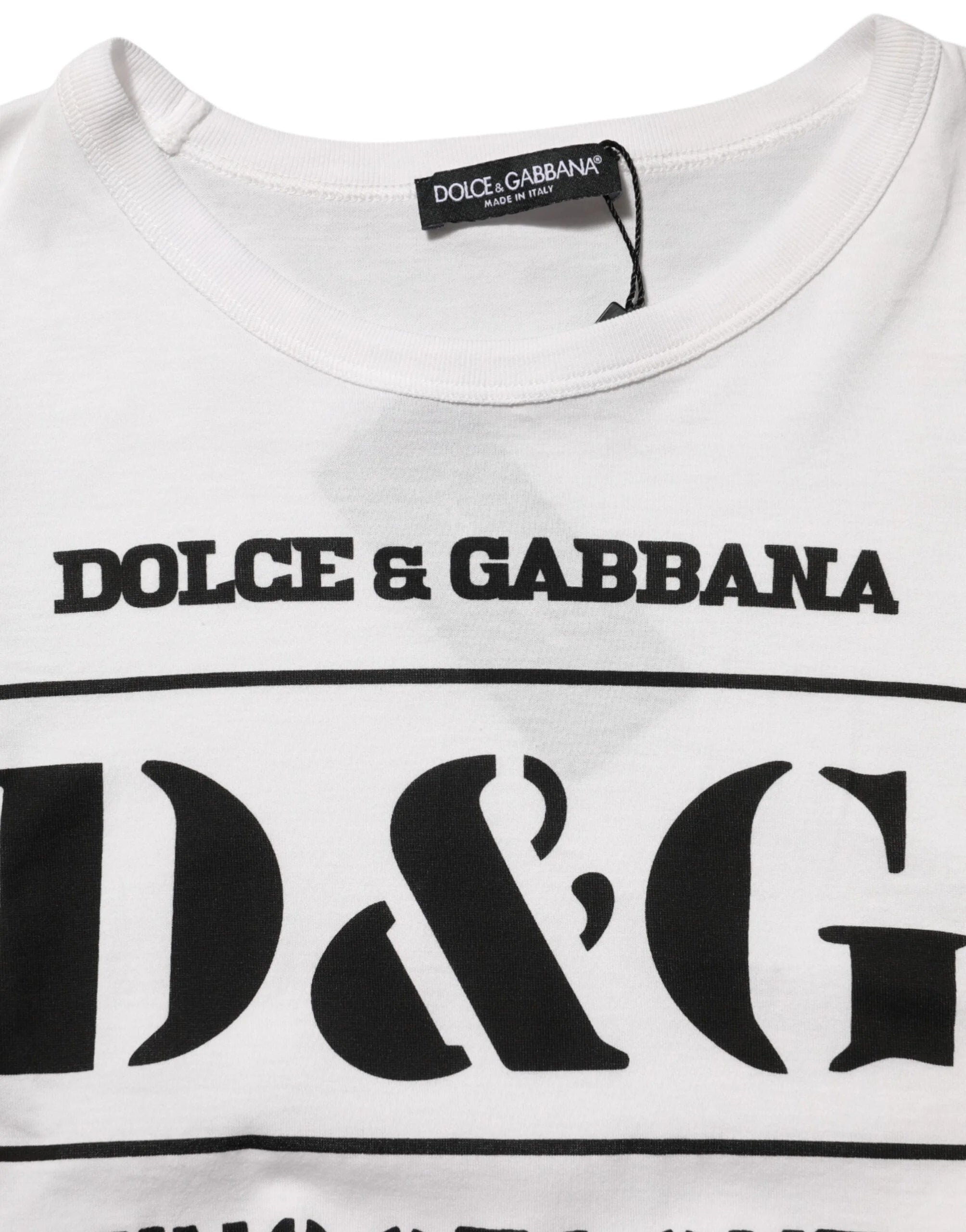 Dolce & Gabbana White Logo Camouflage Crew Neck Men T-shirt - IT50 | L - T-Shirts
