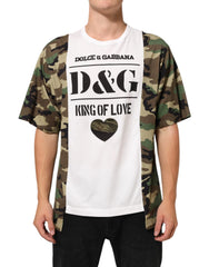 Dolce & Gabbana White Logo Camouflage Crew Neck Men T-shirt - IT50 | L - T-Shirts