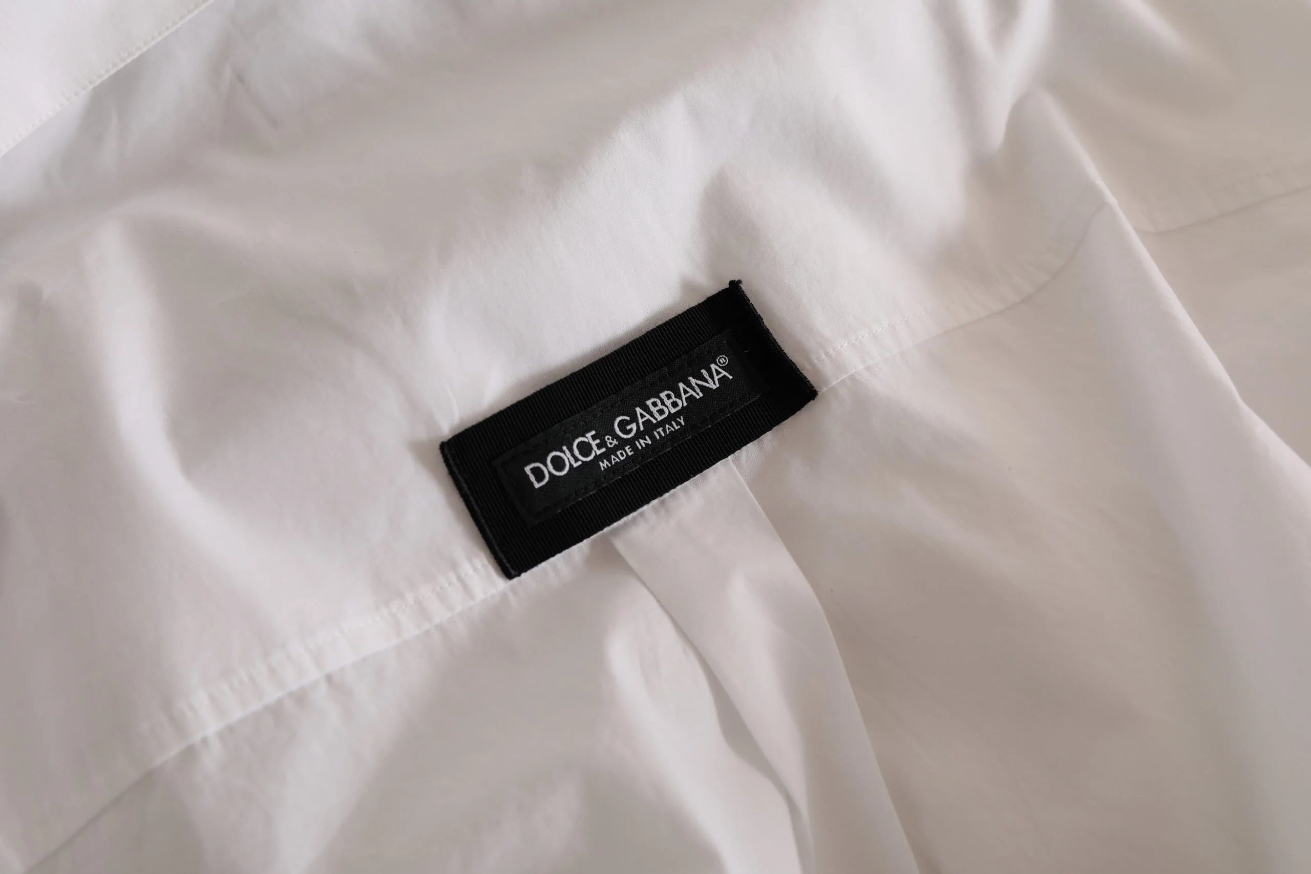 Dolce & Gabbana White Logo Cotton Casual Long Sleeves Shirt - IT41 | L - Shirts