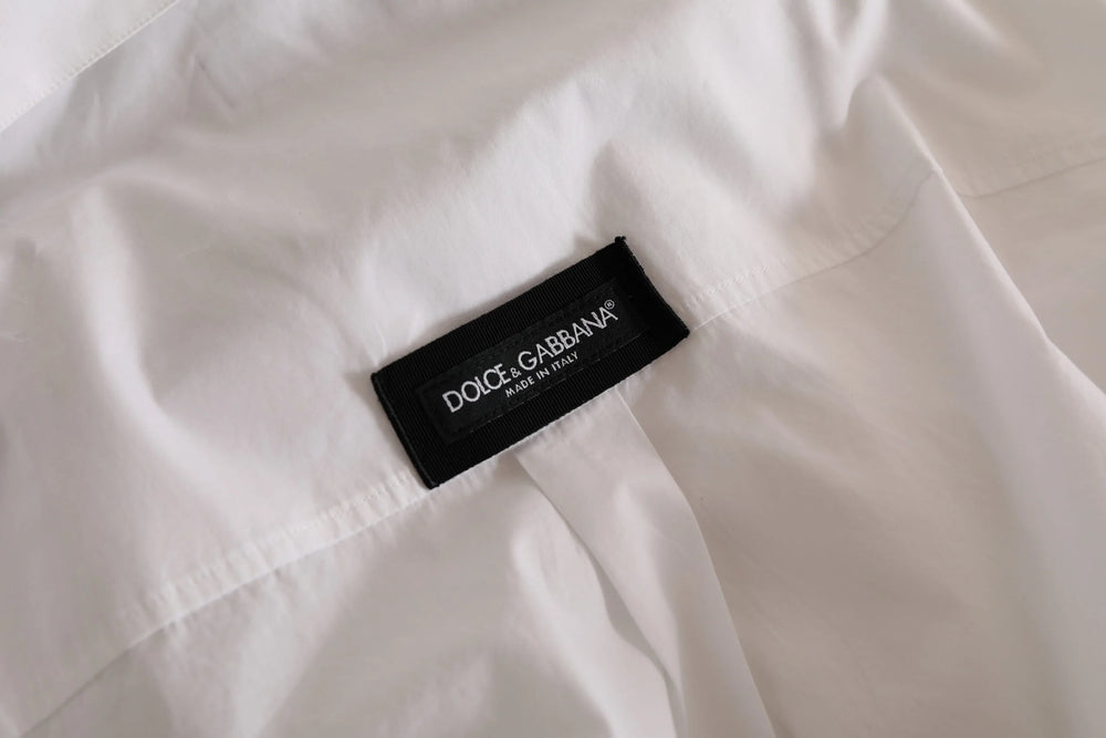 Dolce & Gabbana White Logo Cotton Casual Long Sleeves Shirt - IT41 | L - Shirts