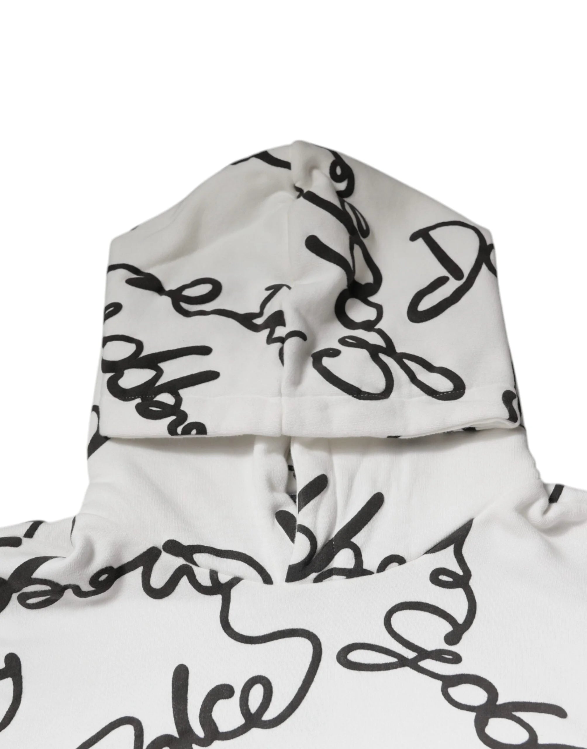 Dolce & Gabbana White Logo Cotton Hooded Sweatshirt Sweater - IT44 | XS - Hoodies