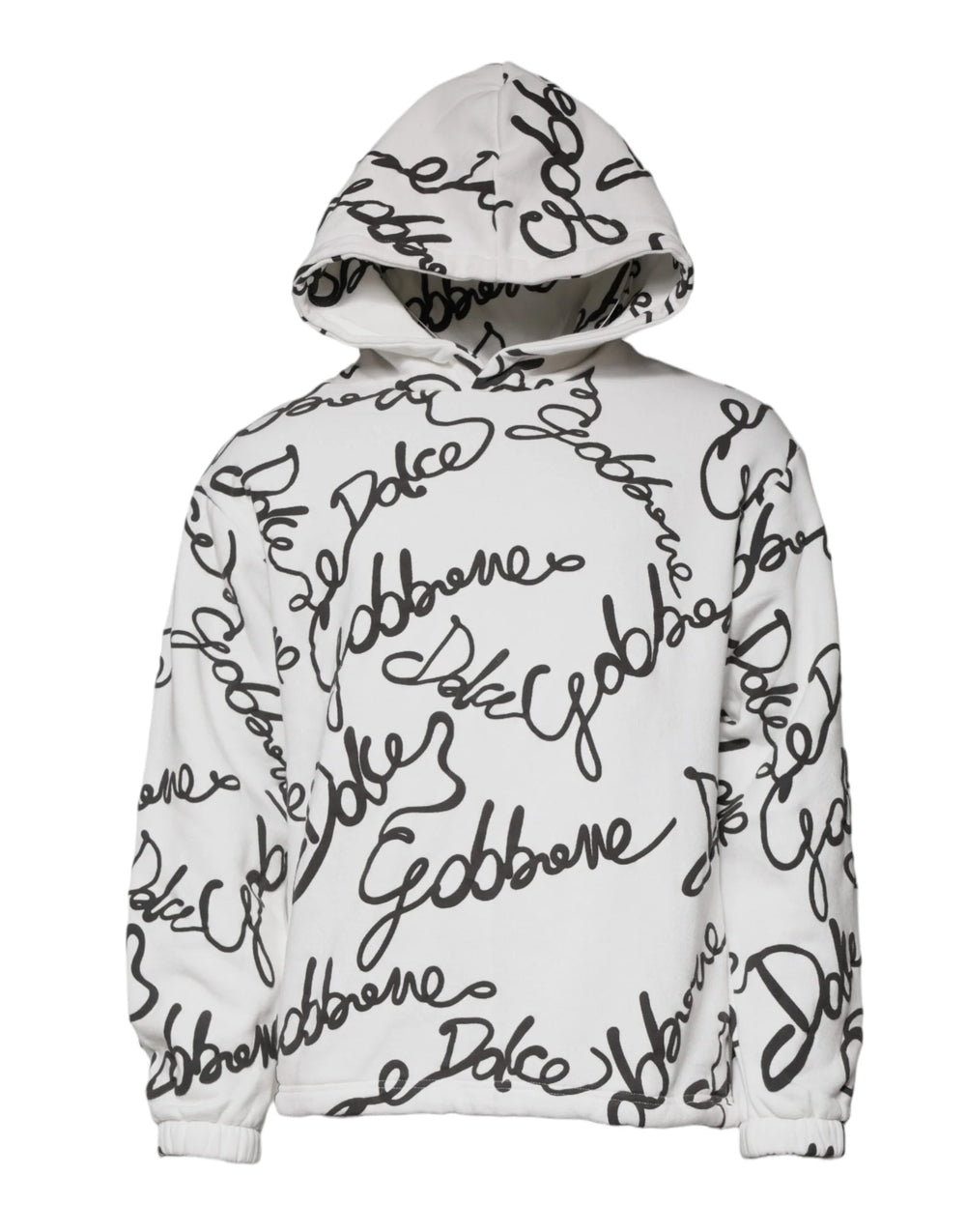 Dolce & Gabbana White Logo Cotton Hooded Sweatshirt Sweater - IT44 | XS - Hoodies