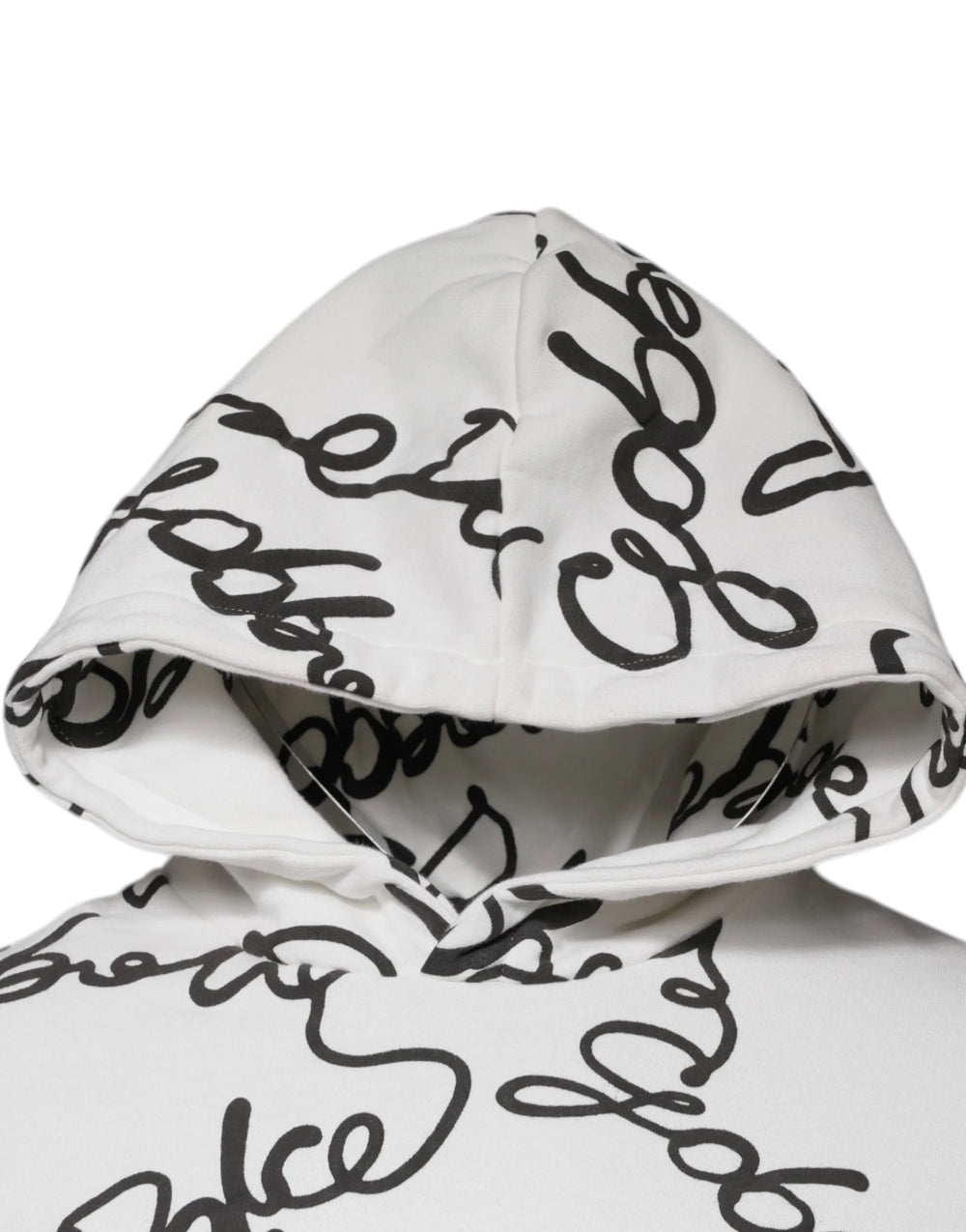 Dolce & Gabbana White Logo Cotton Hooded Sweatshirt Sweater - IT44 | XS - Hoodies