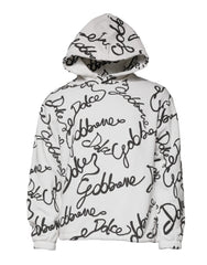 Dolce & Gabbana White Logo Cotton Hooded Sweatshirt Sweater - IT44 | XS - Hoodies