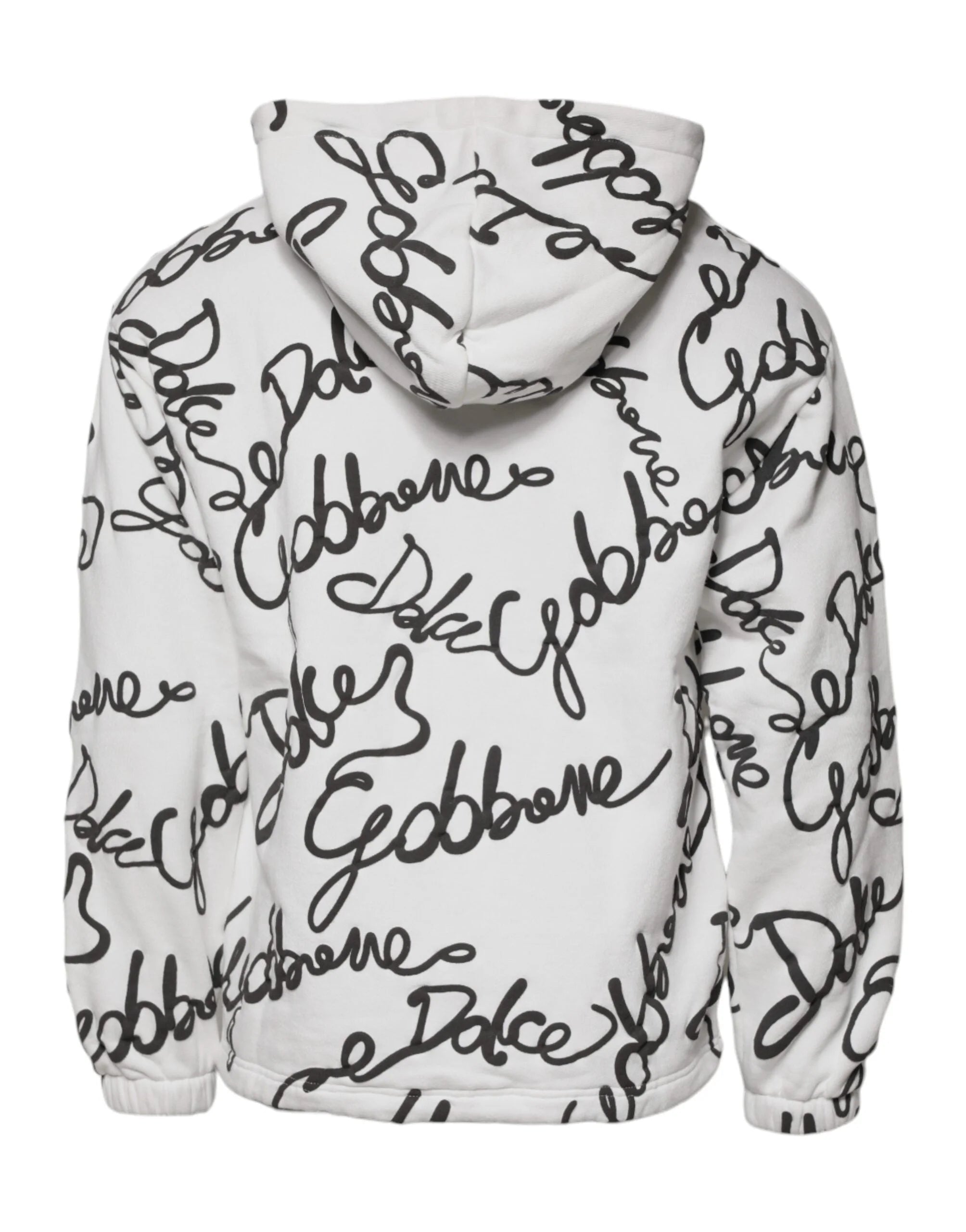 Dolce & Gabbana White Logo Cotton Hooded Sweatshirt Sweater - IT44 | XS - Hoodies