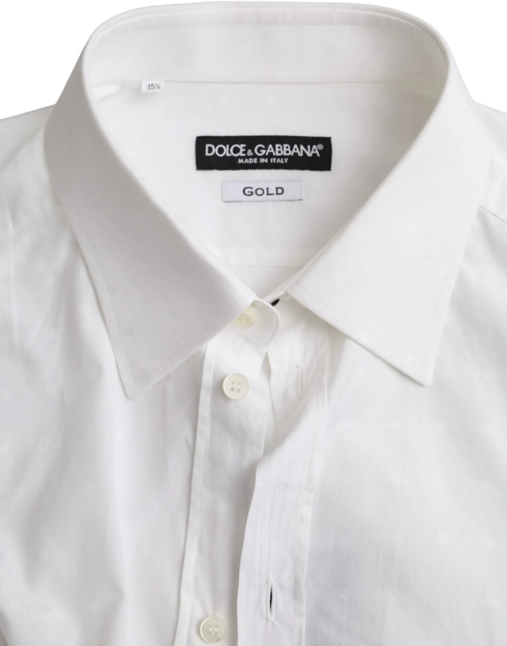 Dolce & Gabbana White Logo Cotton Men Dress GOLD Shirt - IT40 | M - Shirts