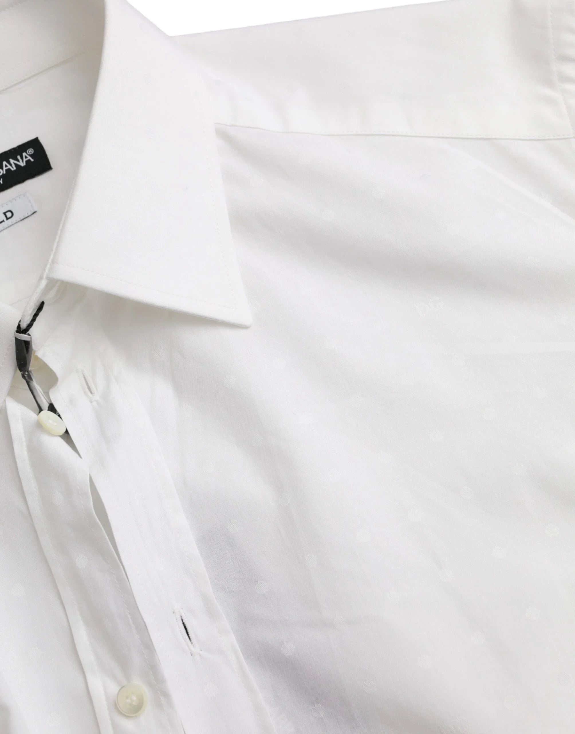 Dolce & Gabbana White Logo Cotton Men Dress GOLD Shirt - IT40 | M - Shirts
