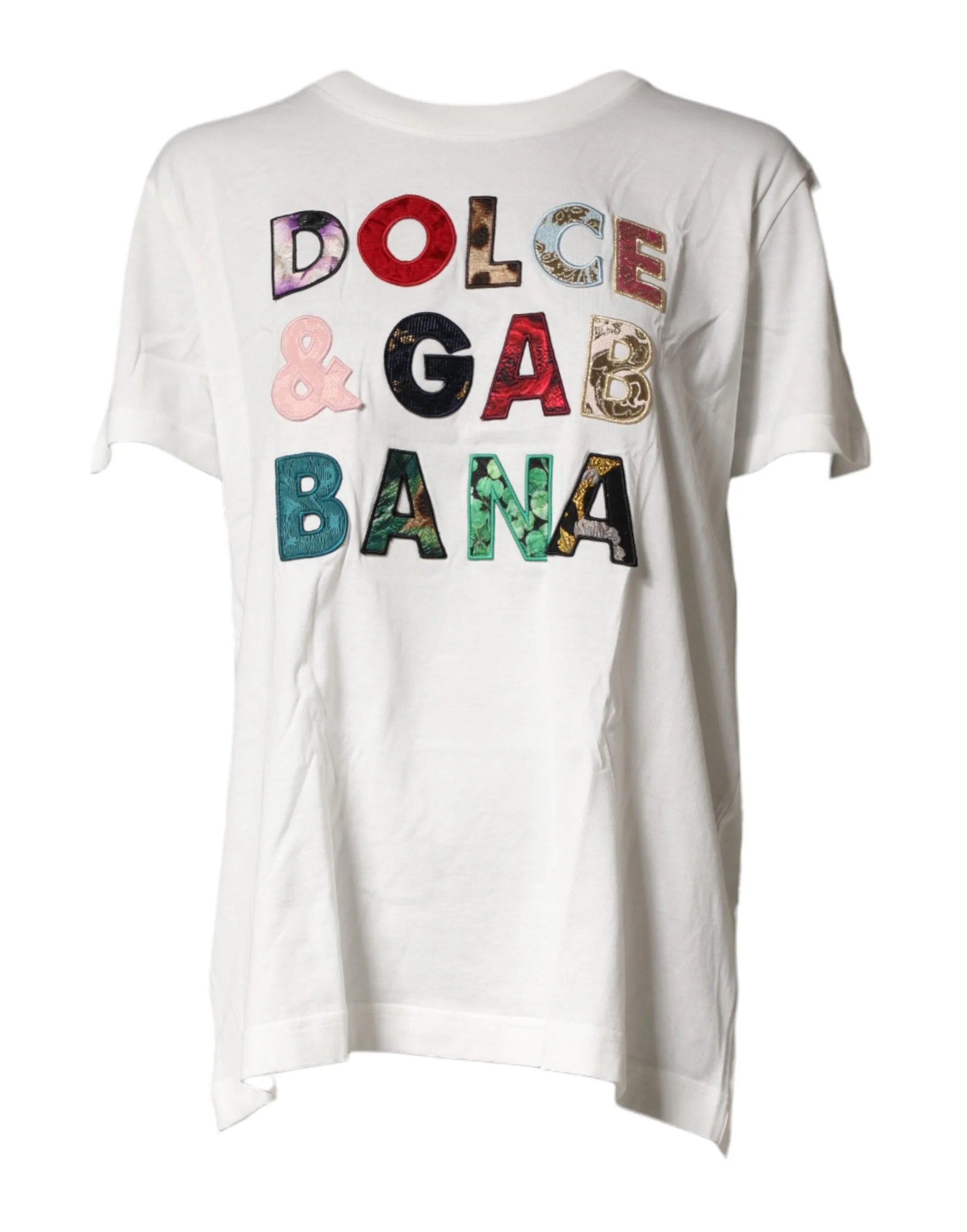 Dolce & Gabbana White Logo Crew Neck Short Sleeves T-shirt - IT46|XL