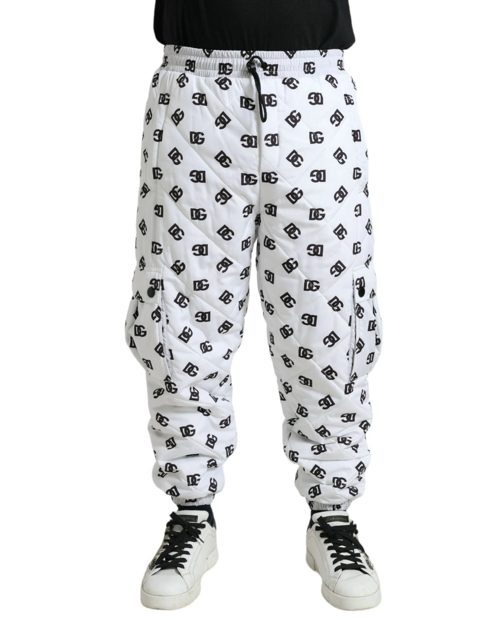 Dolce & Gabbana White Logo DG Print Men Jogger Sweatpants Pants - IT52 | XL - Joggers