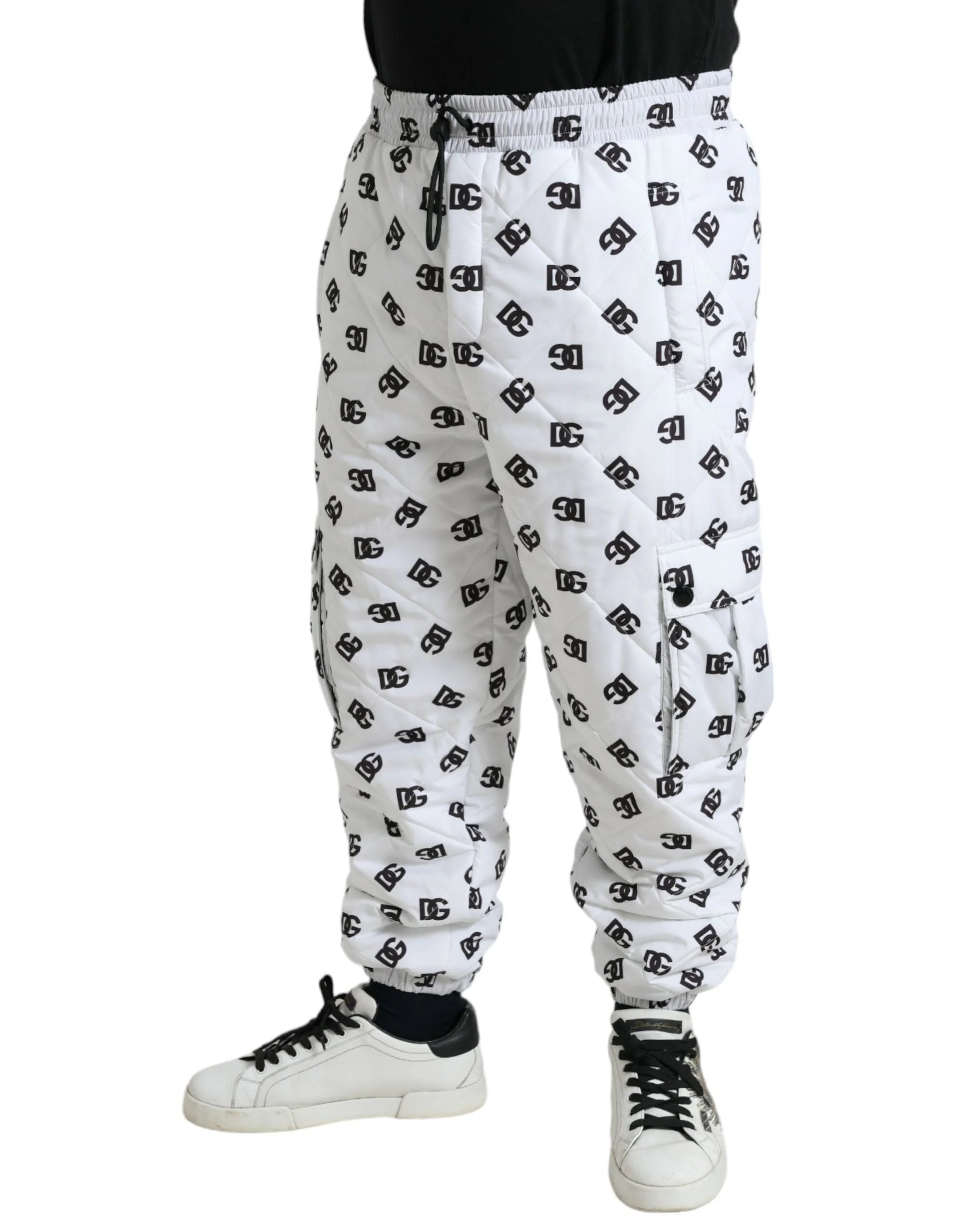 Dolce & Gabbana White Logo DG Print Men Jogger Sweatpants Pants - IT52 | XL - Joggers