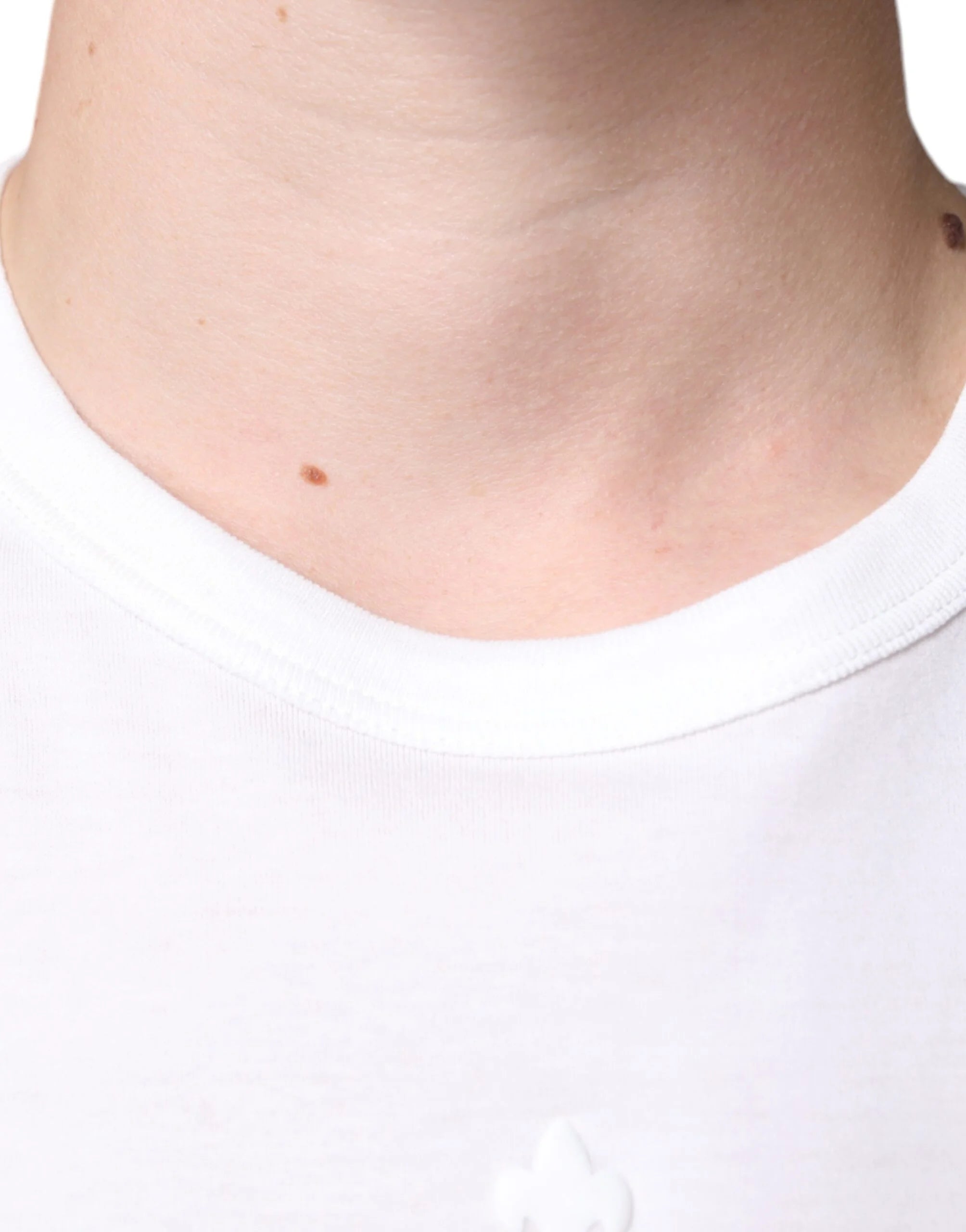 Dolce & Gabbana White Logo Embossed Cotton Crewneck T-shirt - IT52 | XL - T-Shirts