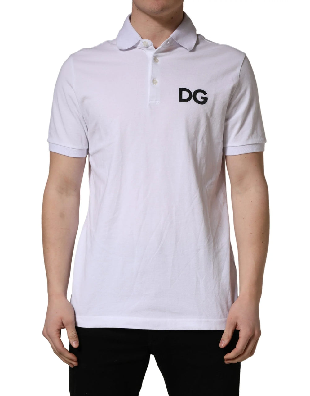 Dolce & Gabbana White Logo Embroidered Cotton Polo T-shirt - IT52 | XL