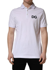 Dolce & Gabbana White Logo Embroidered Cotton Polo T-shirt - IT52 | XL