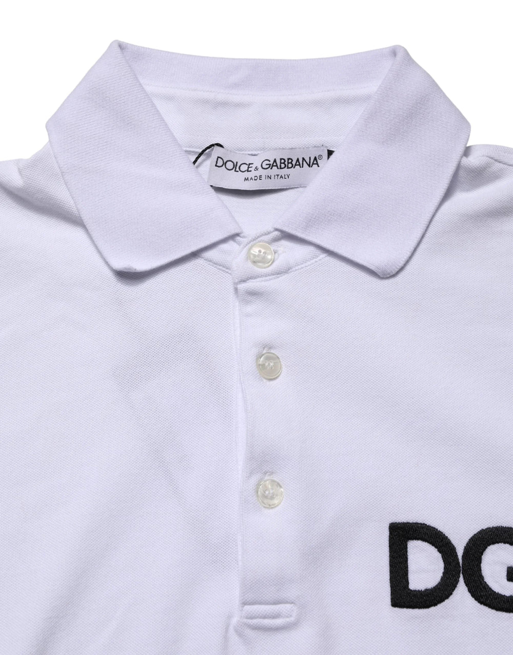 Dolce & Gabbana White Logo Embroidered Cotton Polo T-shirt - IT52 | XL
