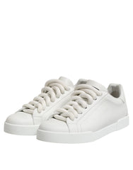 Dolce & Gabbana White Logo Lace Up Low Top Men Sneakers Shoes - EU44/US11 - Sneakers