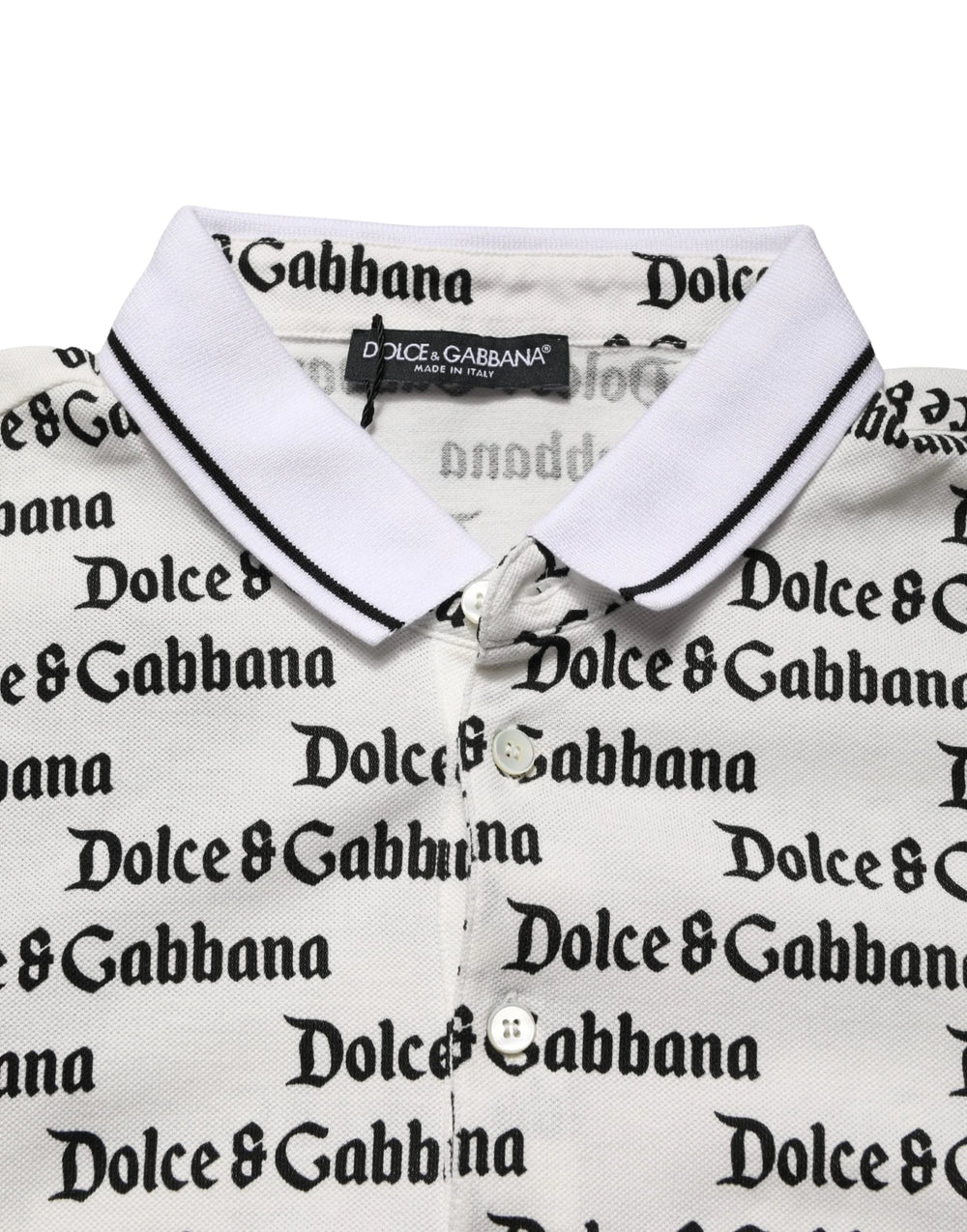 Dolce & Gabbana White Logo Monogram Cotton Men Polo T-shirt