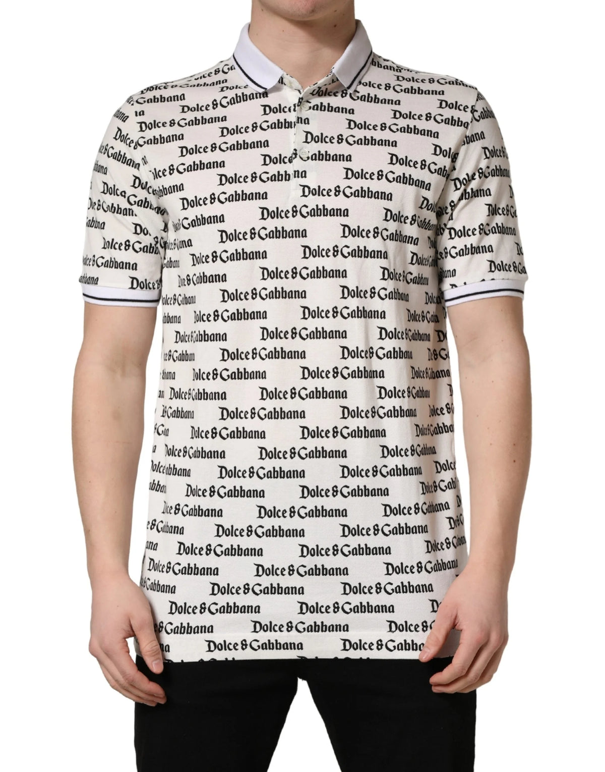 Dolce & Gabbana White Logo Monogram Cotton Men Polo T-shirt