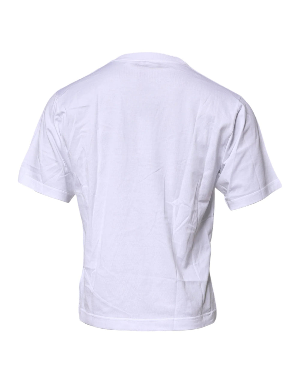 Dolce & Gabbana White Logo Patch Cotton Crew Neck T-shirt - T-Shirts