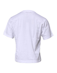 Dolce & Gabbana White Logo Patch Cotton Crew Neck T-shirt - T-Shirts