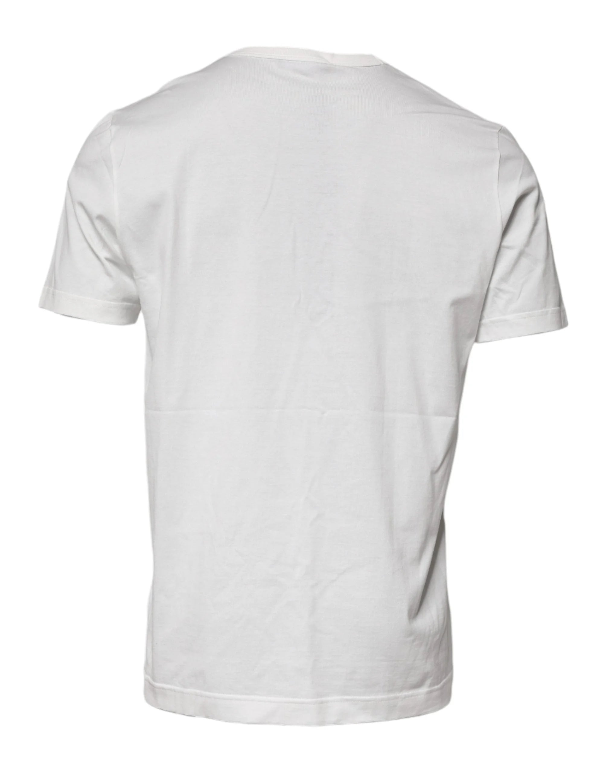 Dolce & Gabbana White Logo Plaque Cotton Crew Neck T-shirt - IT46 | S - T-Shirts