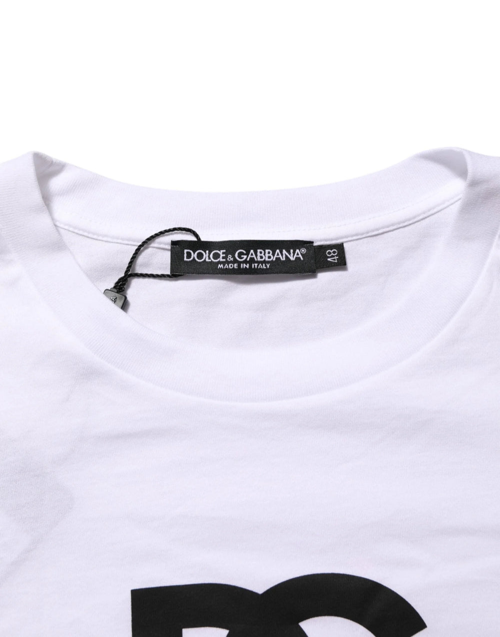 Dolce & Gabbana White Logo Print Cotton Crew Neck Men T-shirt - IT48 | M - T-Shirts