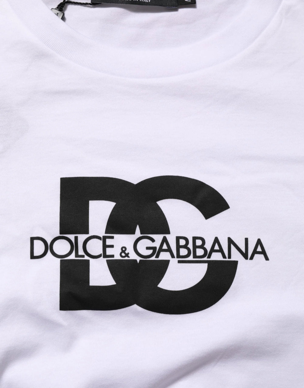 Dolce & Gabbana White Logo Print Cotton Crew Neck Men T-shirt - IT48 | M - T-Shirts