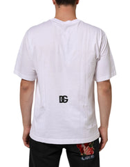 Dolce & Gabbana White Logo Print Cotton Crew Neck Men T-shirt - IT48 | M - T-Shirts