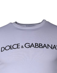 Dolce & Gabbana White Logo Print Cotton Crew Neck T-shirt - IT44 | XS - T-Shirts