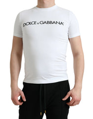 Dolce & Gabbana White Logo Print Cotton Crew Neck T-shirt - IT44 | XS - T-Shirts