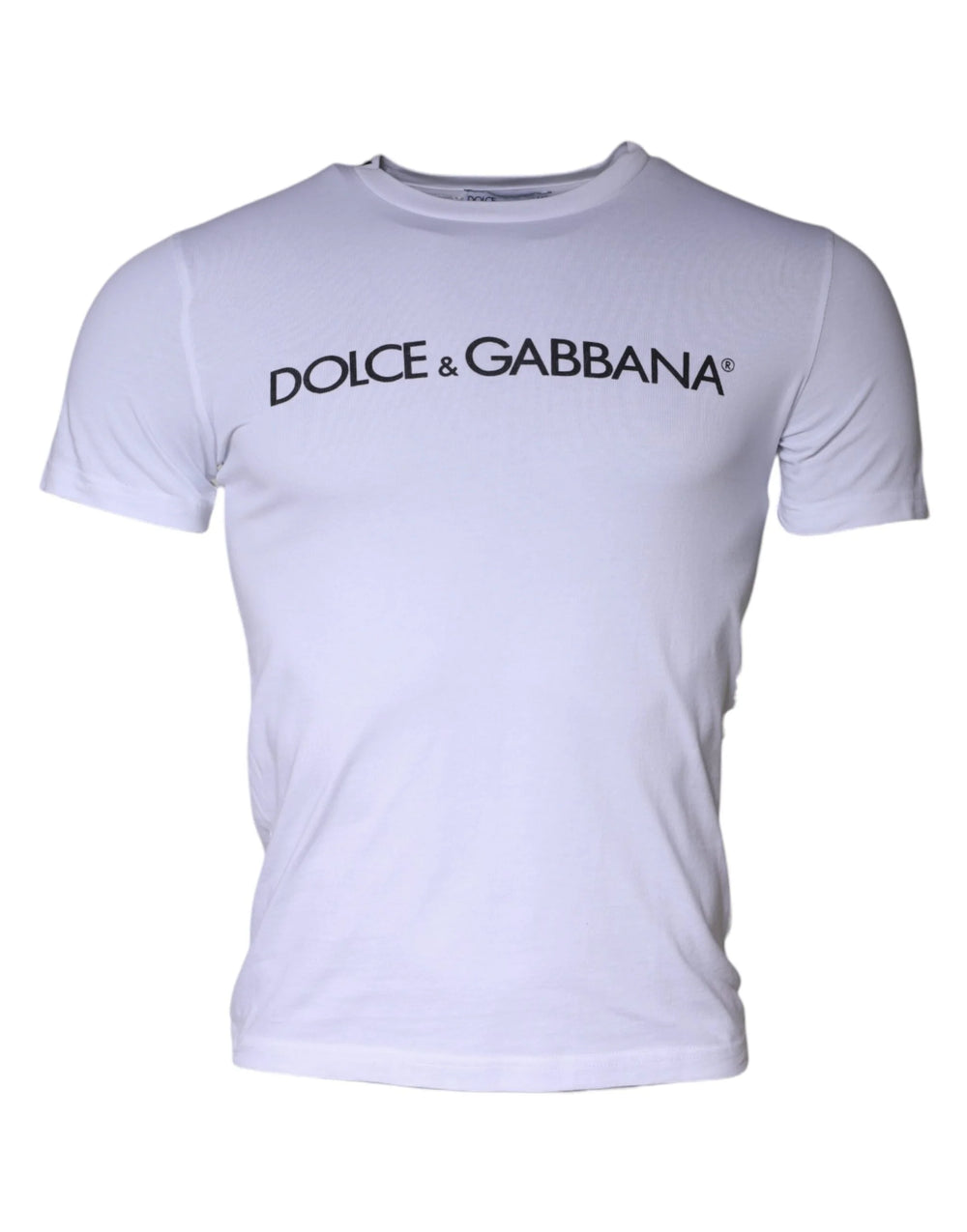 Dolce & Gabbana White Logo Print Cotton Crew Neck T-shirt - IT44 | XS - T-Shirts