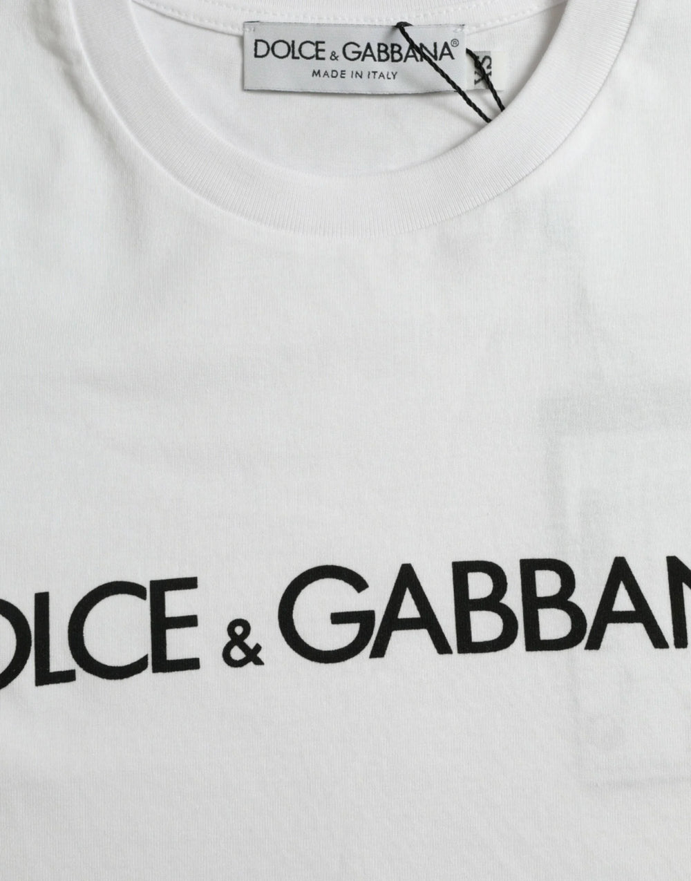 Dolce & Gabbana White Logo Print Cotton Crew Neck T-shirt - IT44 | XS - T-Shirts