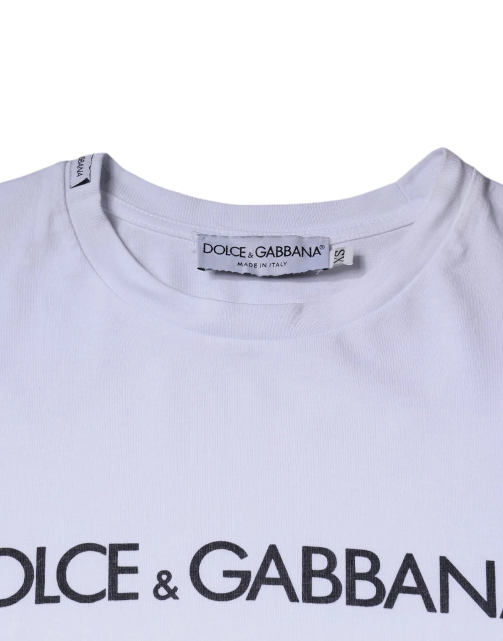 Dolce & Gabbana White Logo Print Cotton Crew Neck T-shirt - IT44 | XS - T-Shirts