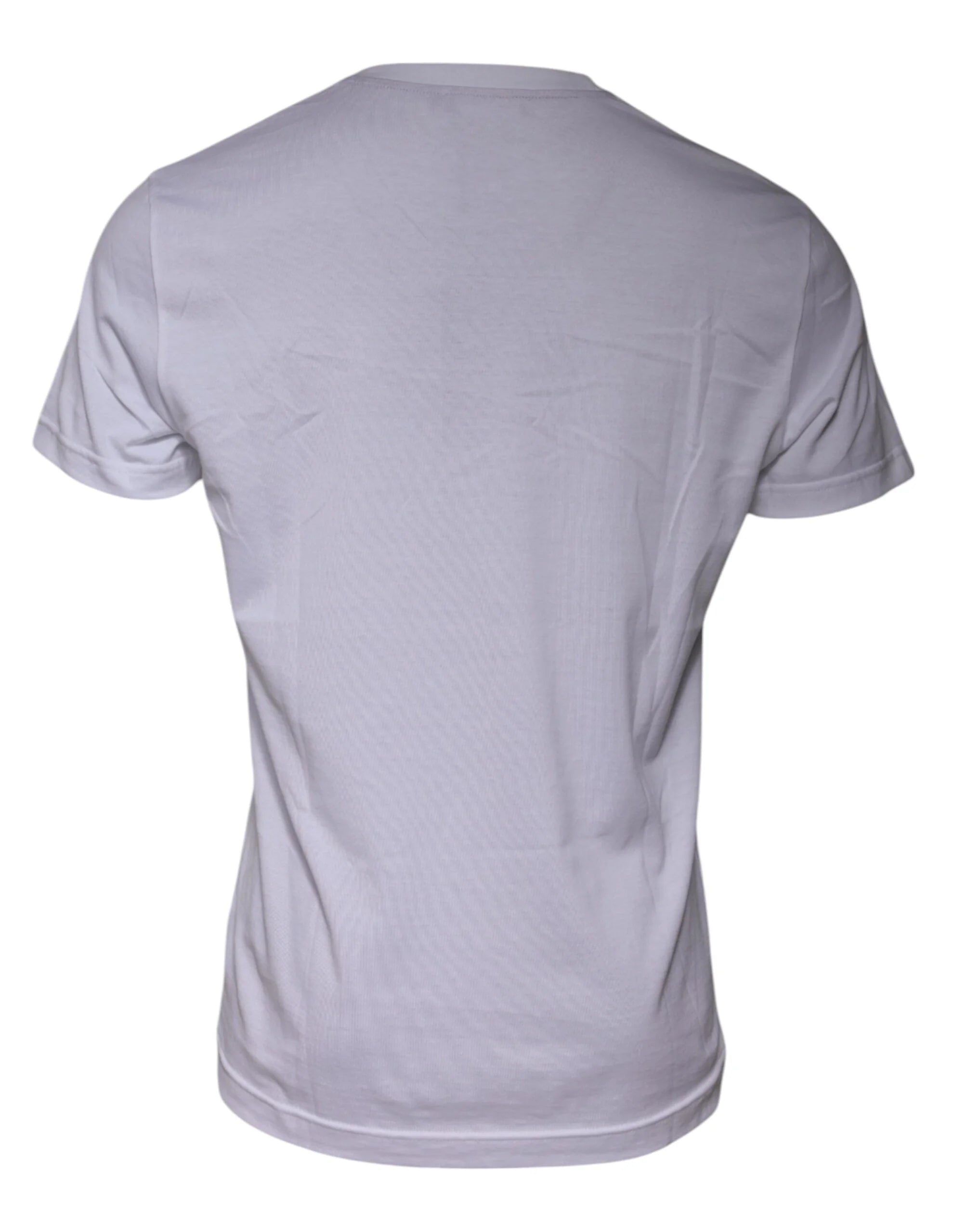 Dolce & Gabbana White Logo Print Cotton Crew Neck T-shirt - IT50 | L - T-Shirts