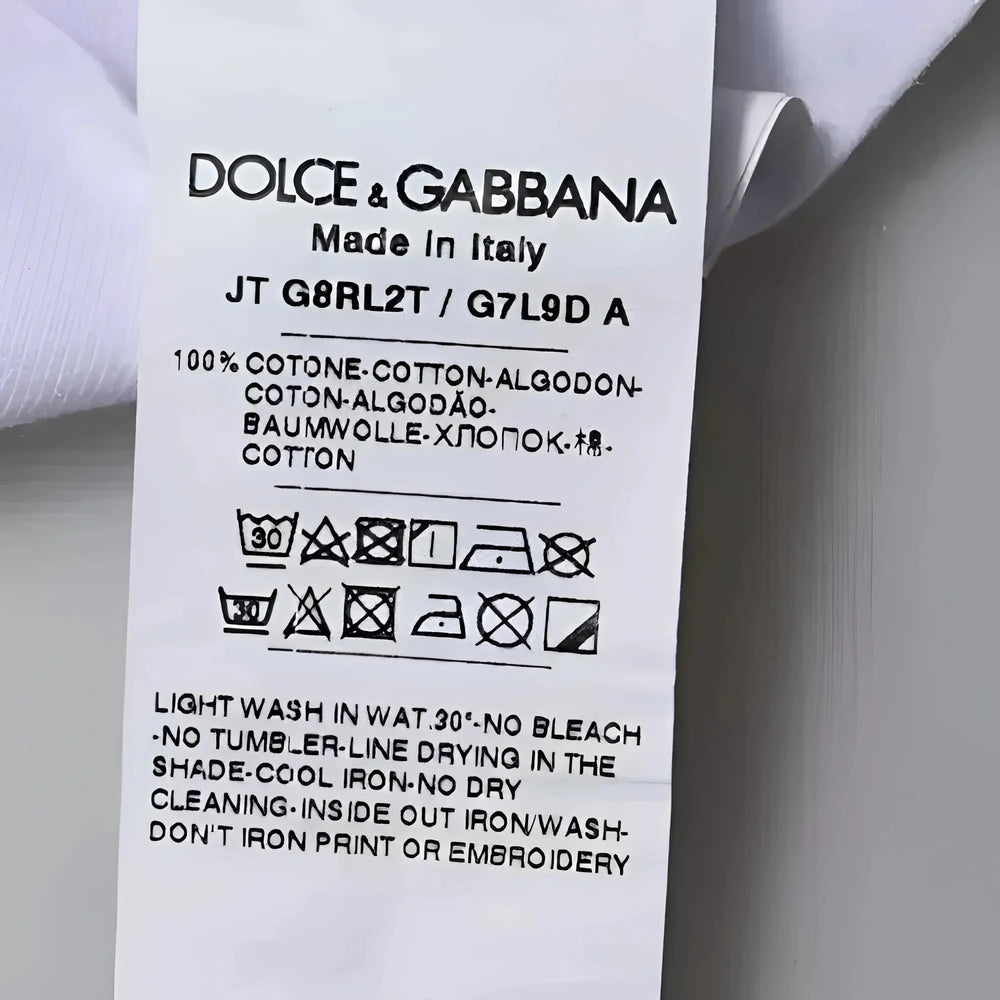 Dolce & Gabbana White Logo Print Cotton Crew Neck T-shirt - T-Shirts