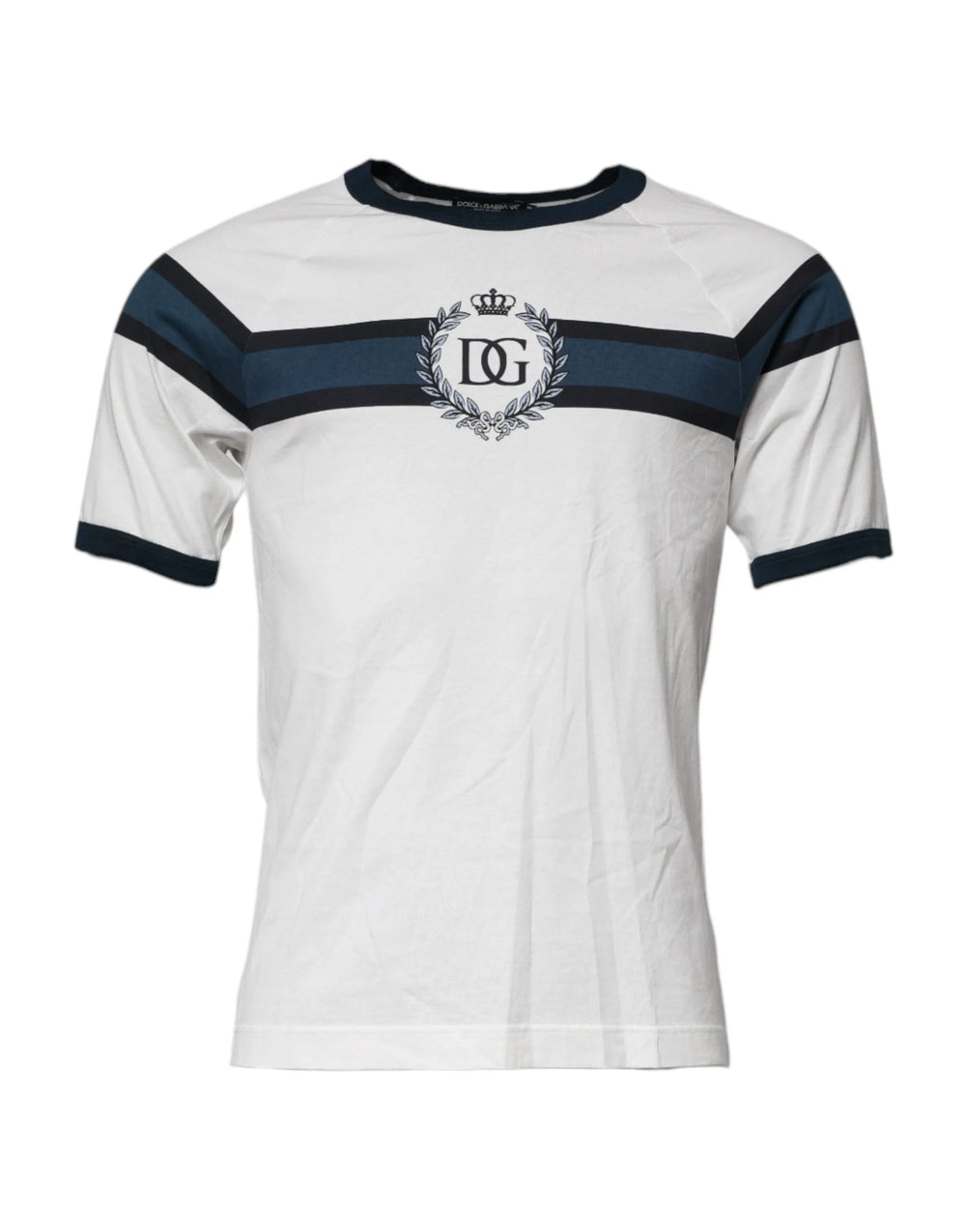 Dolce & Gabbana White Logo Print Cotton Men Crew Neck T-shirt - IT44 | XS - T-Shirts