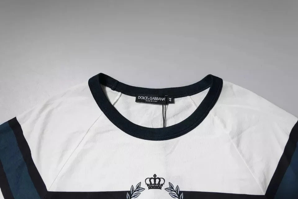 Dolce & Gabbana White Logo Print Cotton Men Crew Neck T-shirt - IT44 | XS - T-Shirts