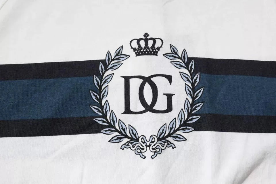 Dolce & Gabbana White Logo Print Cotton Men Crew Neck T-shirt - IT44 | XS - T-Shirts