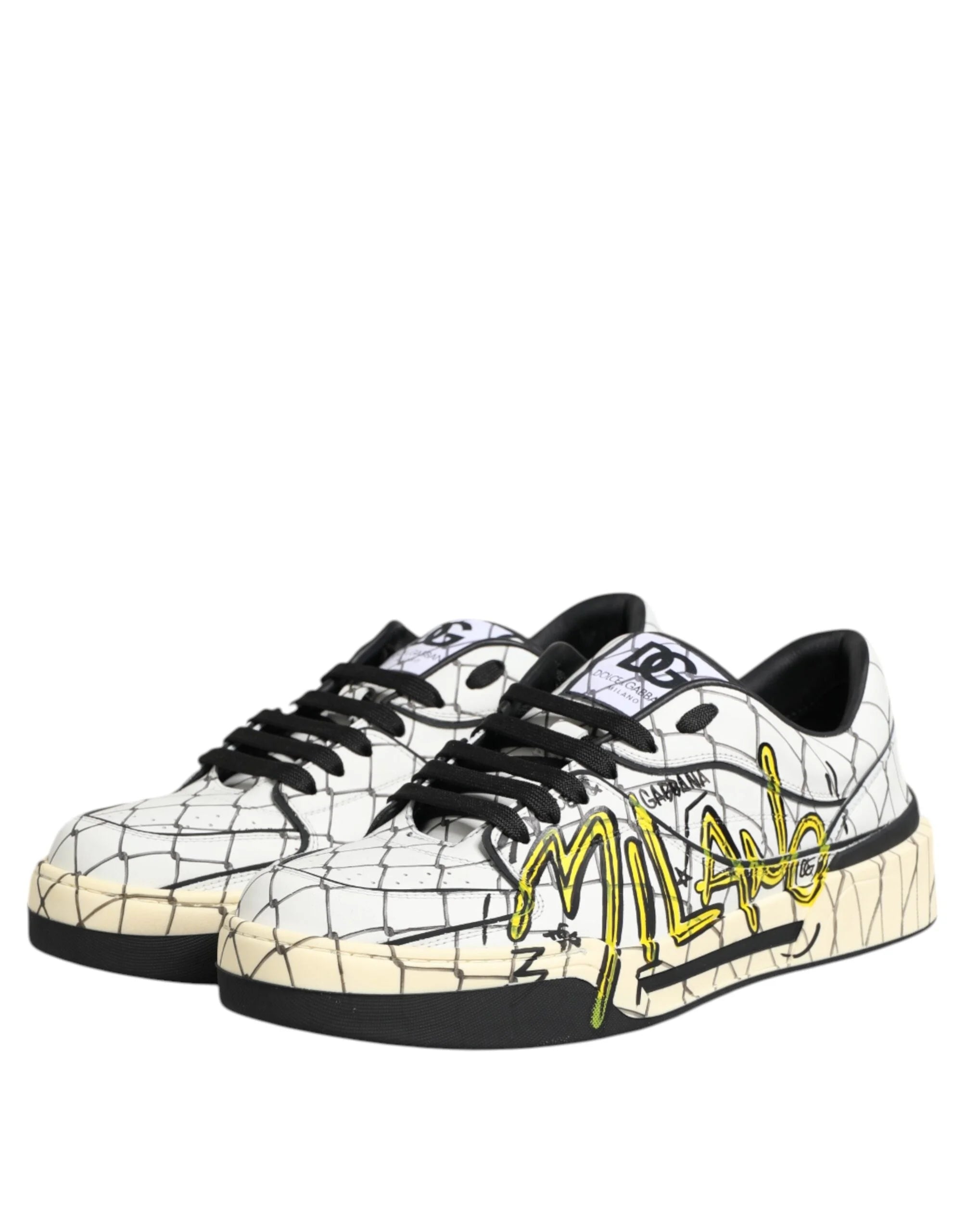 Dolce & Gabbana White Logo Print Low Top Men Sneakers Shoes - EU44/US11 - Sneakers