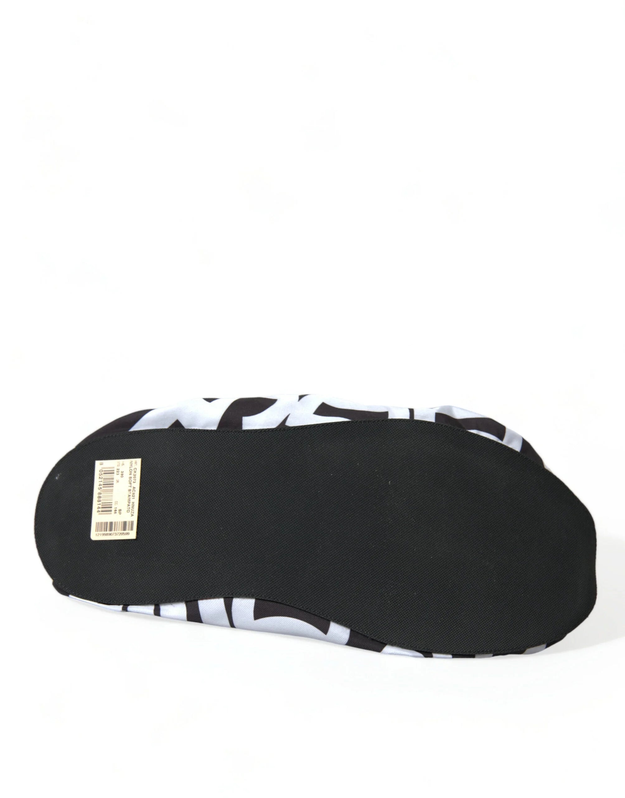 Dolce & Gabbana White Logo Print Nylon Slip On Flats Shoes - EU39/US8.5 - Flats