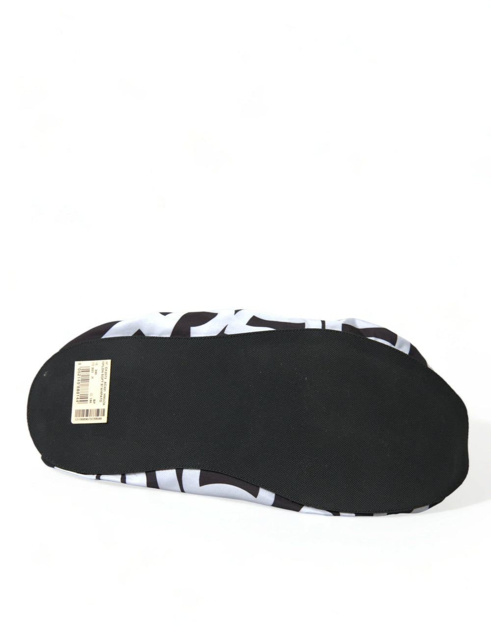 Dolce & Gabbana White Logo Print Nylon Slip On Flats Shoes - EU39/US8.5 - Flats