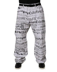 Dolce & Gabbana White Logo Print Straight Men Denim Jeans - IT56 | XXL - Jeans