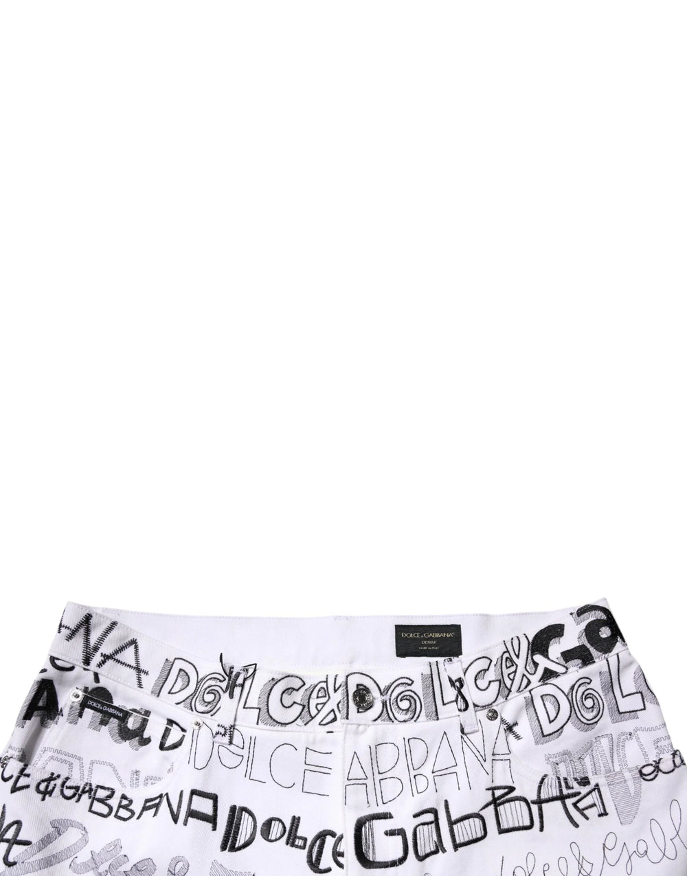 Dolce & Gabbana White Logo Print Straight Men Denim Jeans - IT56 | XXL - Jeans