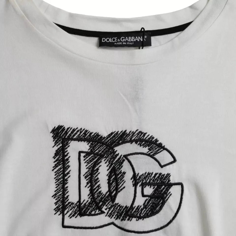Dolce & Gabbana White Logo Round Neck Short Sleeves T-shirt - IT50 | L - T-Shirts