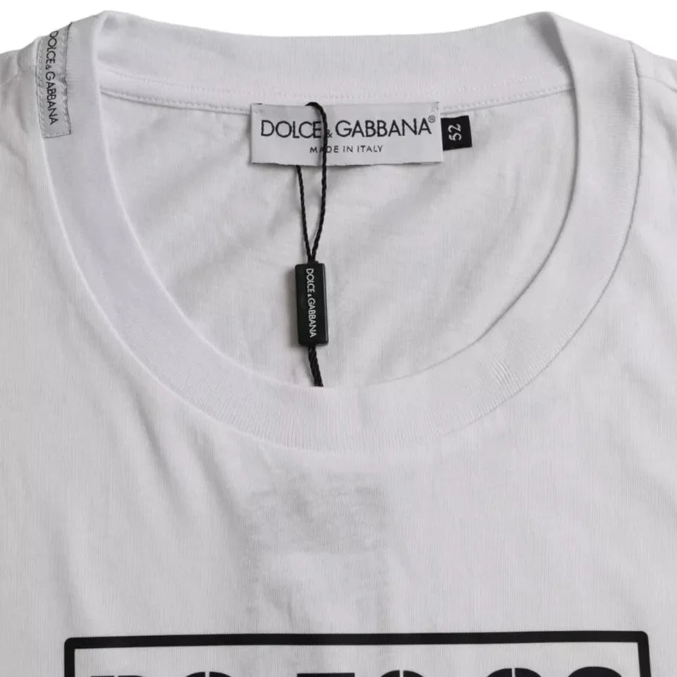 Dolce & Gabbana White Logo Round Neck Short Sleeves T-shirt - IT52 | XL - T-Shirts