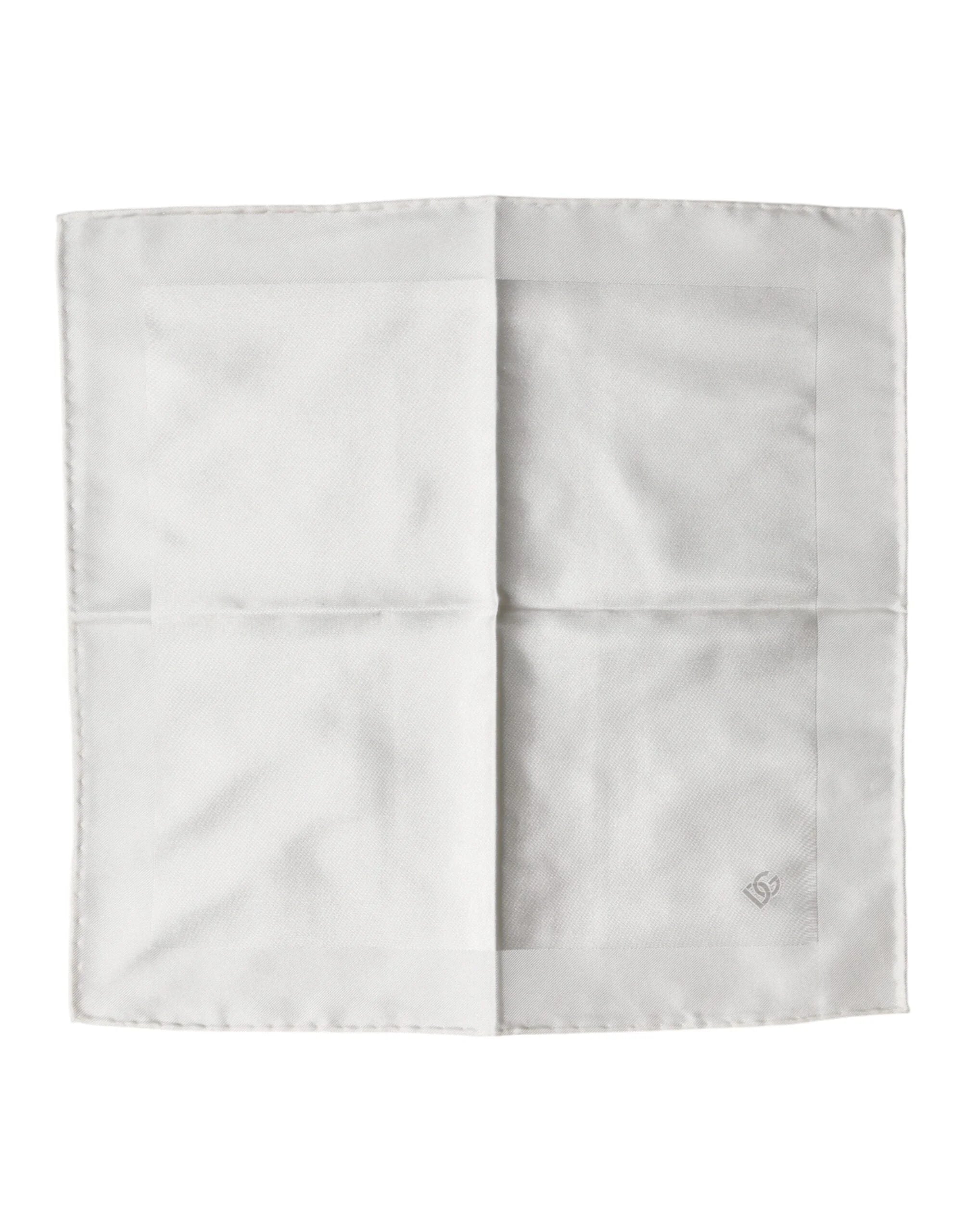 Dolce & Gabbana White Logo Silk Square Handkerchief Scarf